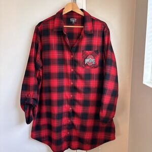 Woman's Scarlet & Gray Ohio State Buckeyes Plaid Shirt Red/Black XXL